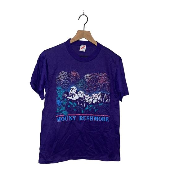Vintage Mount Rushmore Shirt Firework Purple Graphic Tee 1990s VTG 90s Medium - Picture 1 of 13